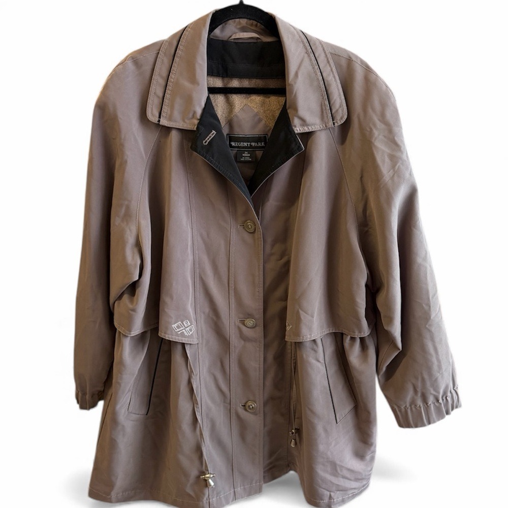 Regent Park 2X Women's Taupe Full‎ Zip Trench Coat Jacket